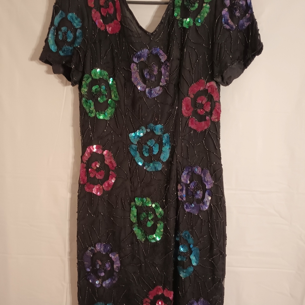 Beautiful black sequin party dress size 8